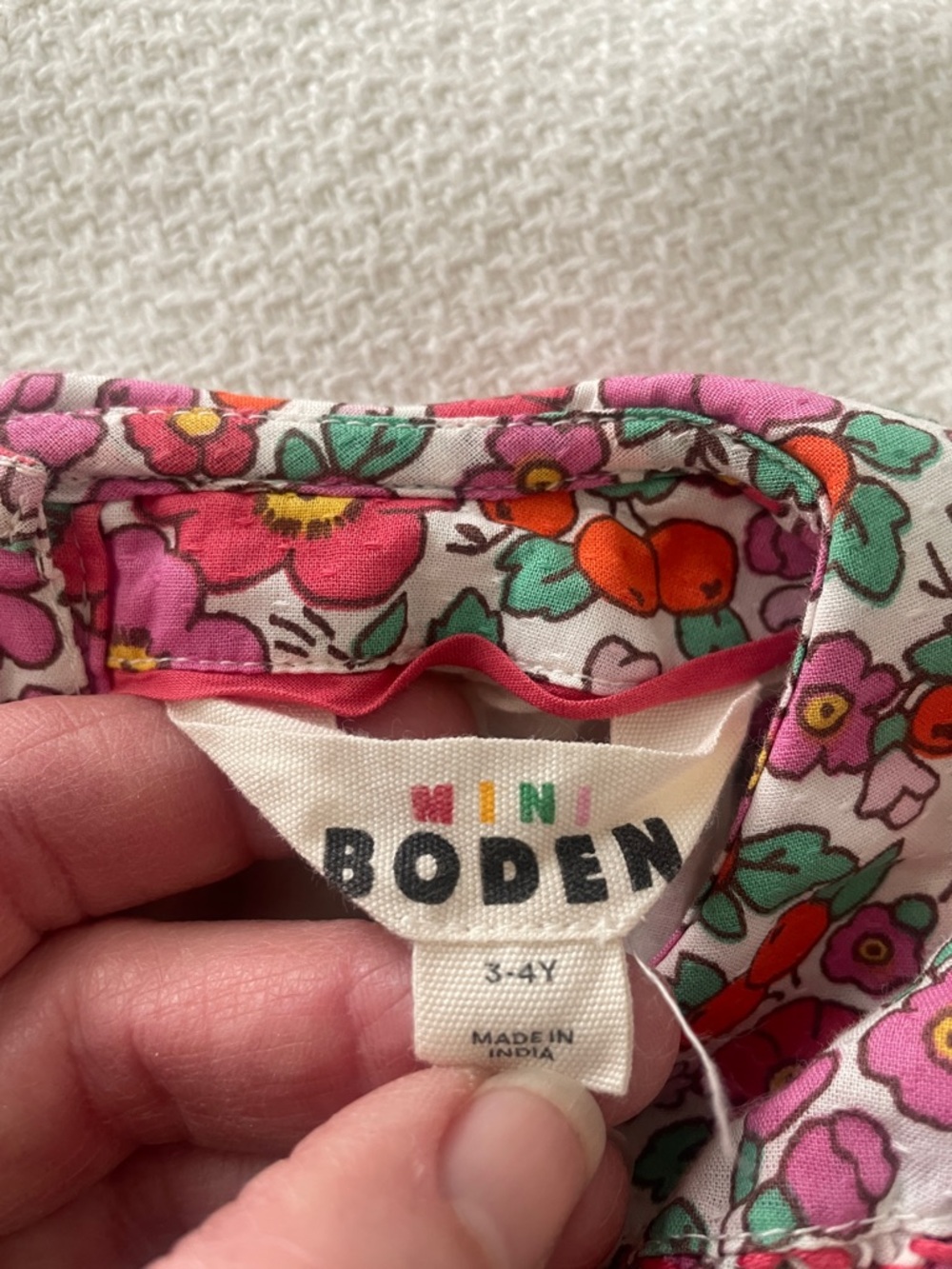 Mini Boden Pink Floral Smocked Sundress with Ruffle Straps - Picture 5 of 6